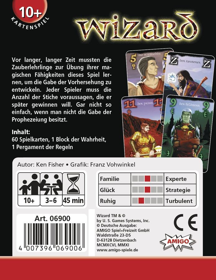 Amigo 06900 - Wizard - Kartenspiel ab 10 Jahre, 3-6 Spieler