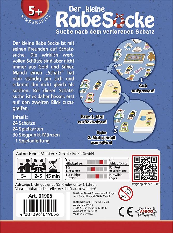 Der kleine Rabe Socke - Suche nach dem verlorenen Schatz - Kartenspiel - 2-4 Spieler, ab 5+ Jahren