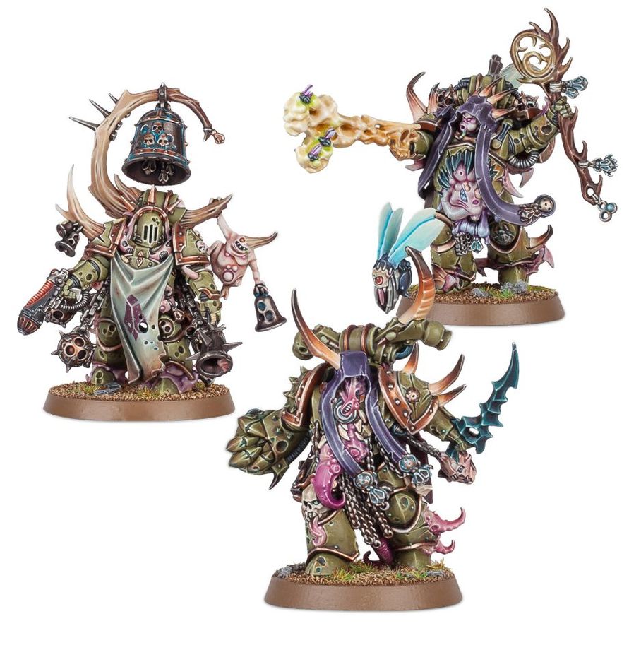 Warhammer 40.000 - Death Guard - Bösartiger Seuchenhexer, Fäulnisglöckner und Seuchenmarine-Champion (Mailorder)