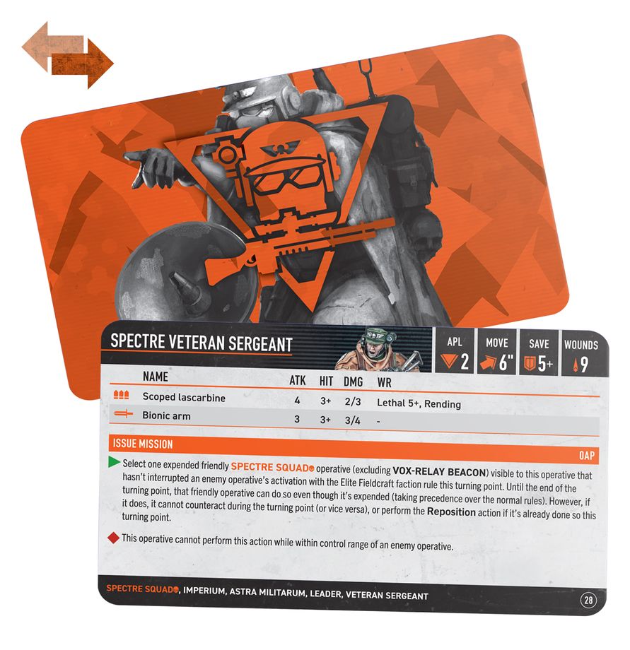 Warhammer 40.000 Kill team - Spectre Squad Datacards (Englisch)
