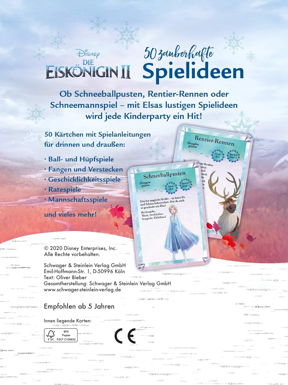 Die Eiskönigin 2 - 50 zauberhafte Spielideen für tolle Kinderpartys: Metall-Box mit 50 Karten