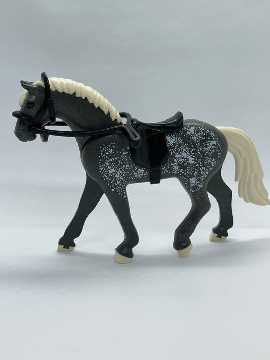 Playmobil Pferd mit Zaumzeug und Sattel - grau - B0025