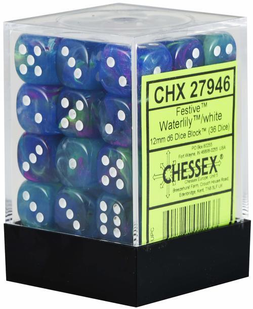 Chessex - Würfelset - Festive - Waterlily / white - 12mm - d6 Dice Block - 36 Stück