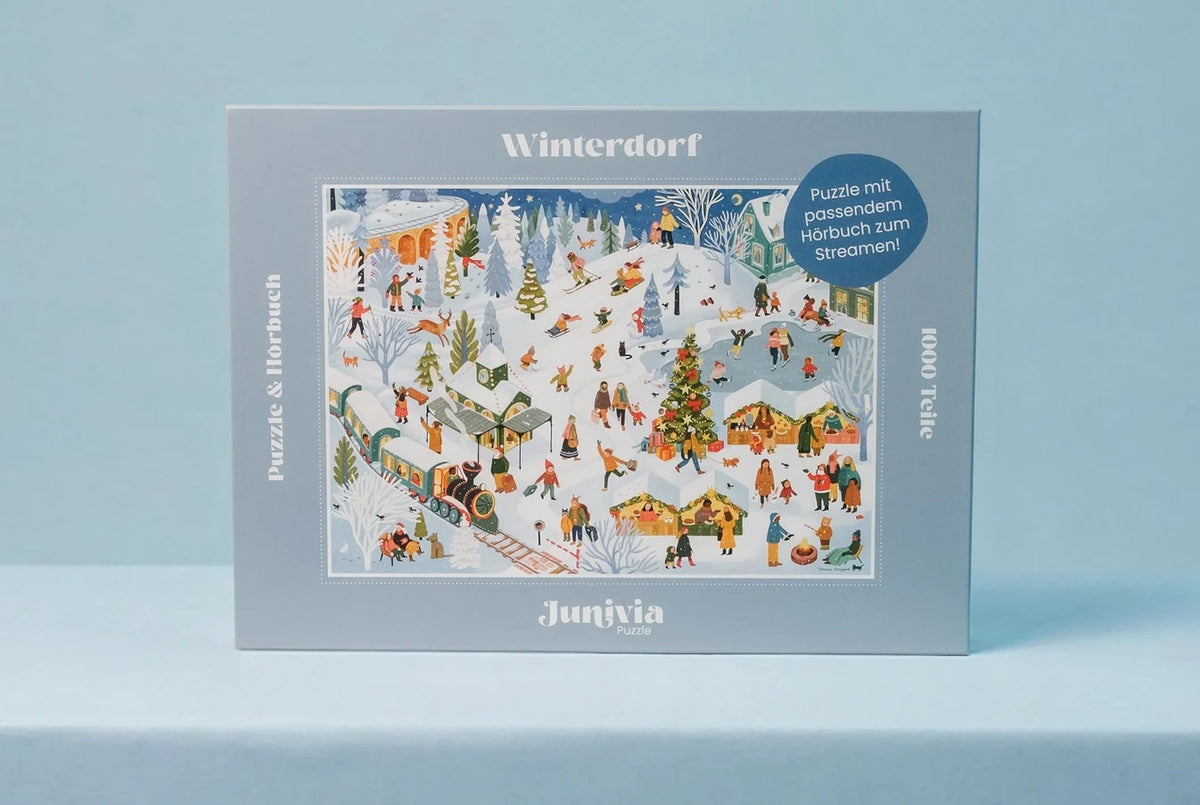 Junivia - Winterdorf - Puzzle - 1000 Teile - mit Hörbuch