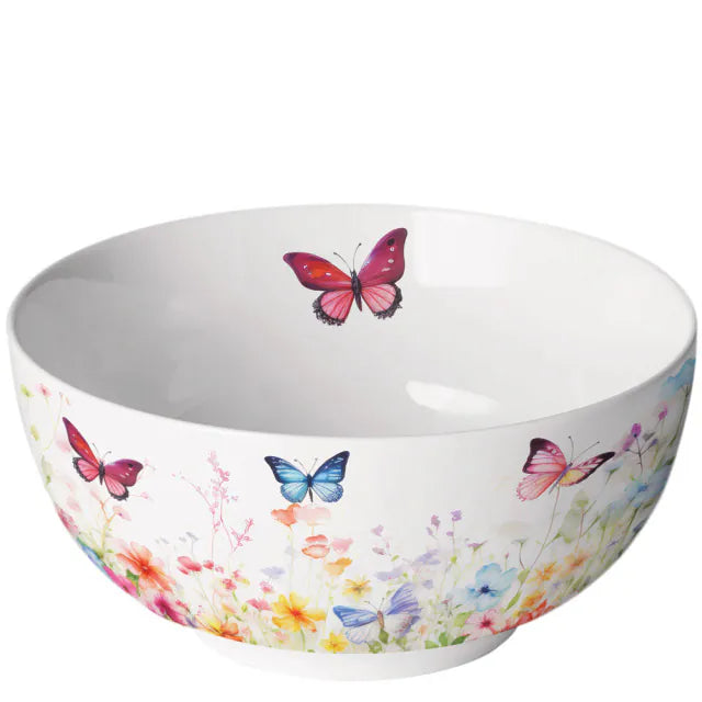 Ambiente - Bowl - Butterflies in field - white