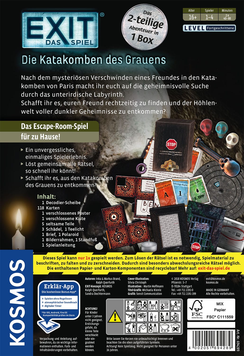 Kosmos - EXIT – Das Spiel: Die Katakomben des Grauens ( 2-teiliges Abenteuer in 1 Box)