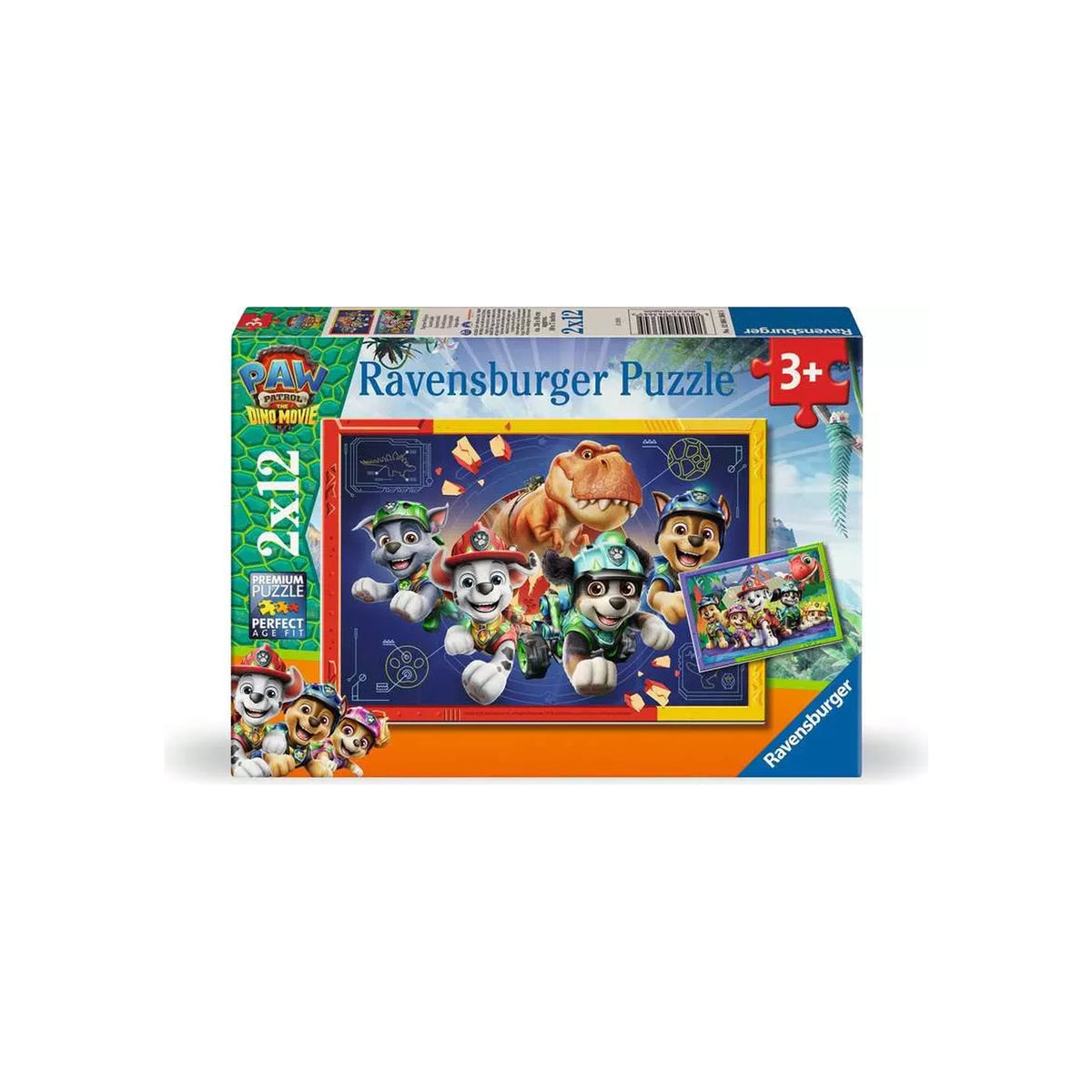 Ravensburger - Paw Patrol 3 Dino Movie - Kinderpuzzle - 2x12 Teile