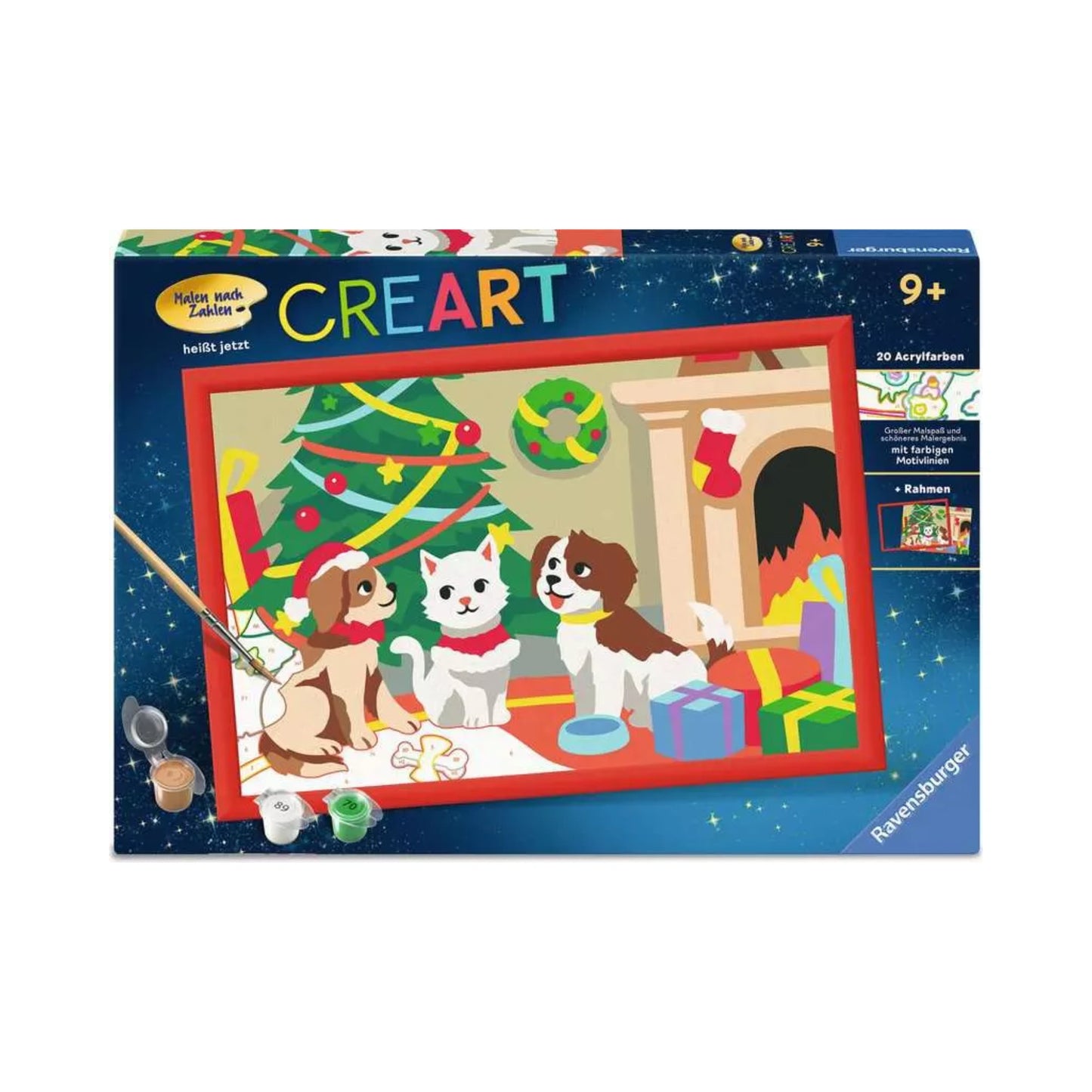 Ravensburger - CREART - Malen nach Zahlen - Pfoten Weihnachten