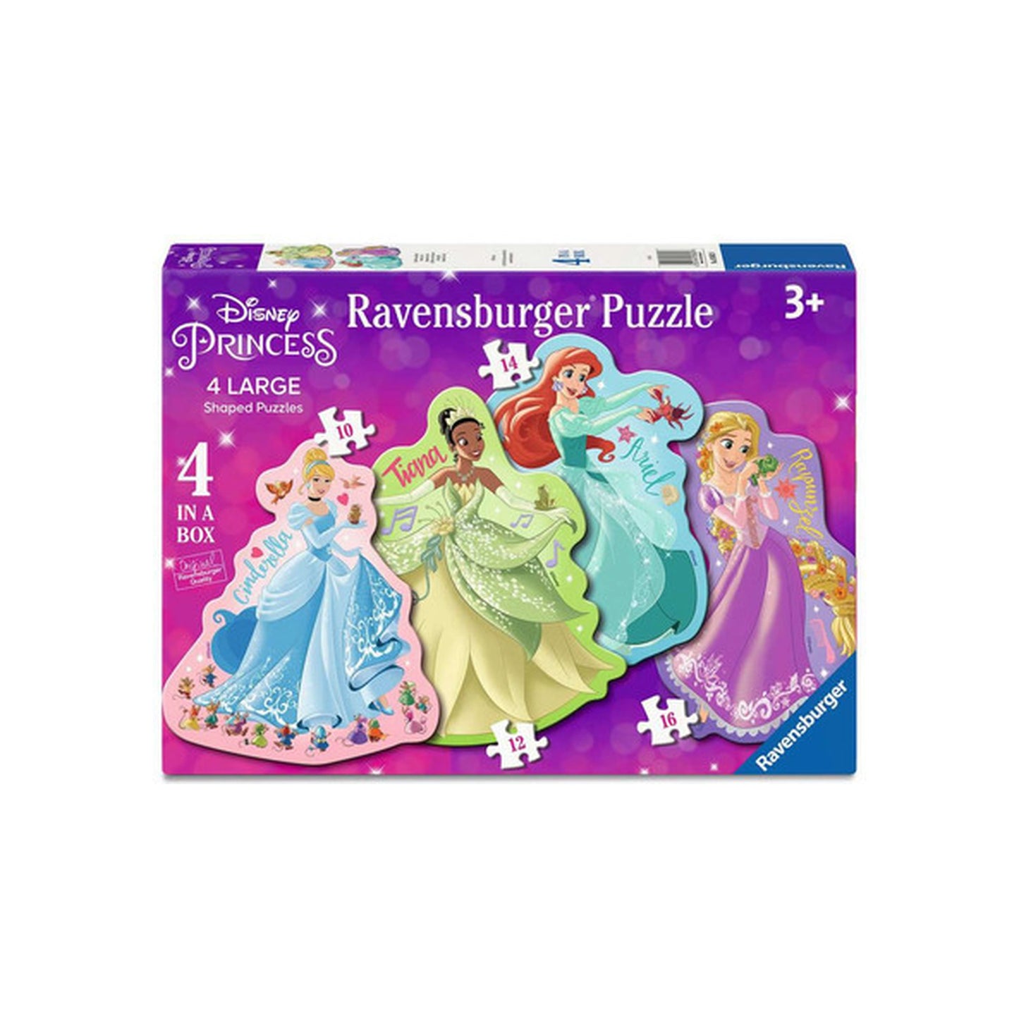 Ravensburger -Disney Princess: Cinderella, Tiana, Ariel & Rapunzel - Puzzle - 4 in a Box