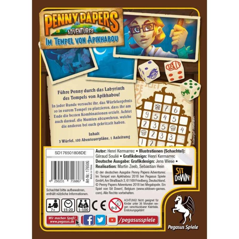 Penny Papers Adventures: Im Tempel von Apikhabou - DE - Pegasus
