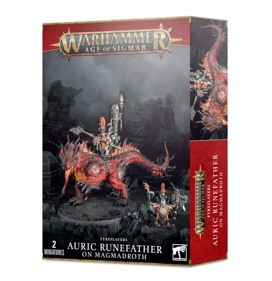 Warhammer Age of Sigmar - Fyreslayers - Goldrunenvater auf Magmadroth (84-23)