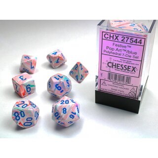 Chessex - Würfelset Festive Pop Art/Blue (7)