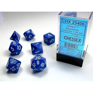 Chessex - Würfelset Opaque Blue/white (7)