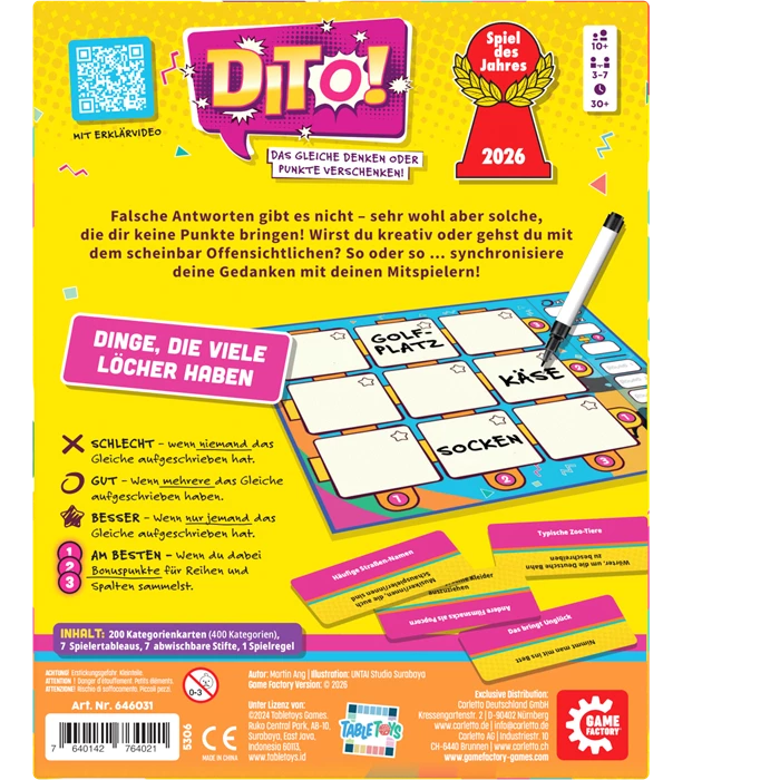 Game Factory  - Dito! - Spiel des Jahres 2026