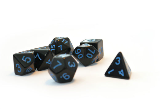 Dice4friends - Würfelset Opaque: Black/Blue (7)