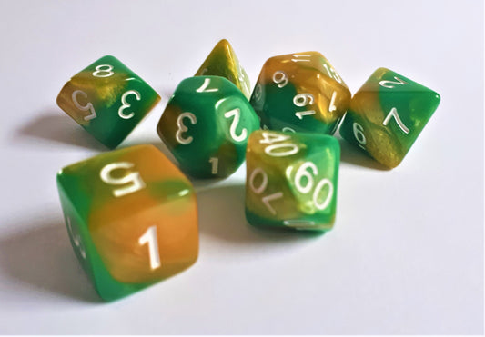 Dice4friends - Würfelset: Green Samba (7)