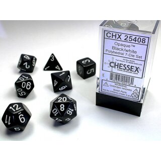 Chessex - Würfelset Opaque Black/white (7)
