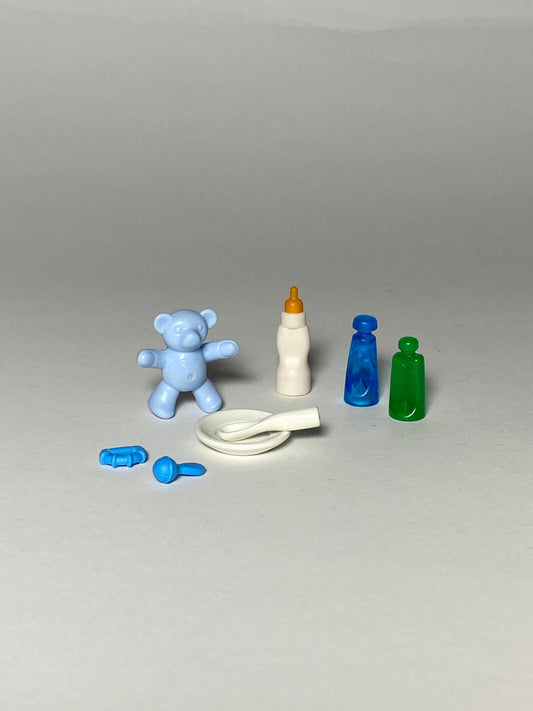 Playmobil blaues Baby Zubehör - Bär - Teller - Flasche - Rassel - 9086