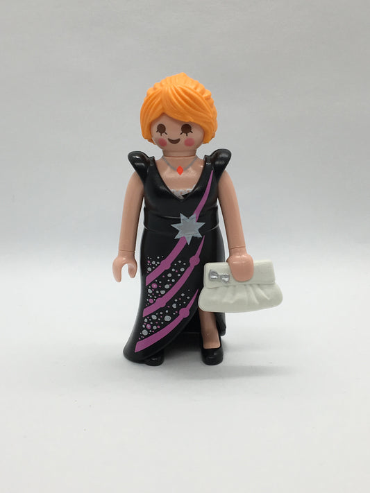 Playmobil Frau im Abendkleid  - schwarz - mit weißer Tasche - Figur - C1892