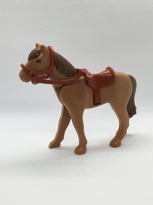 Playmobil Pferd mit Sattel und Zaumzeug - hellbraun - Tier - C2035