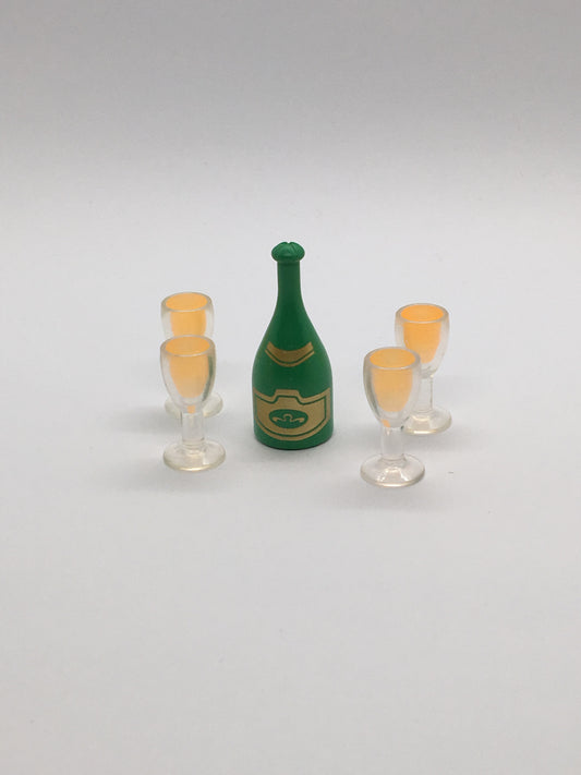 Playmobil grüne Sektflasche mit 4x Gläser - 0168
