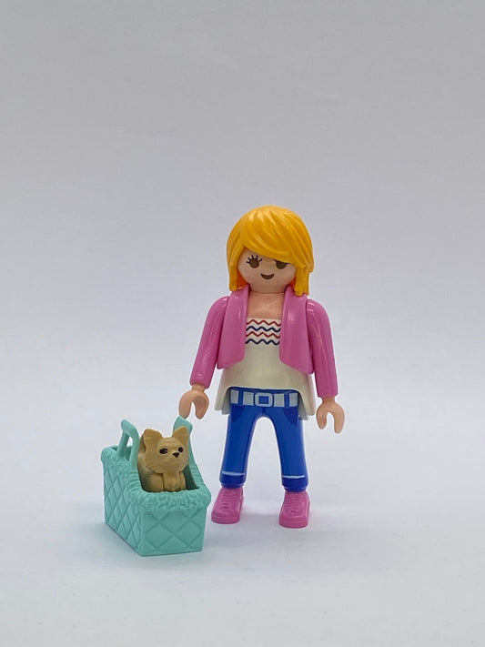Playmobil Frau mit Hund und Hundetragetasche - Figur - 9669