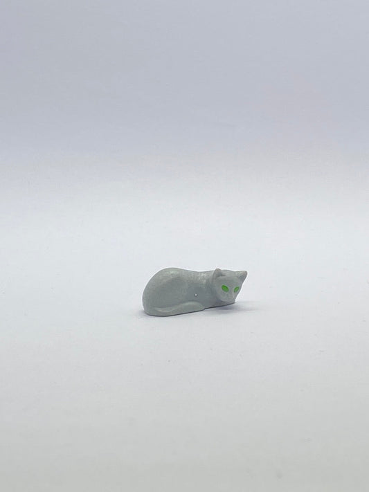 Playmobil Katze mit grünen Augen - grau - liegend - 9768