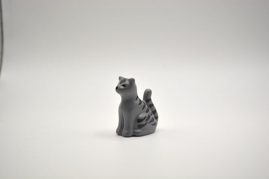 Playmobil 123 -Katze sitzend grau mit Streifen - P0750
