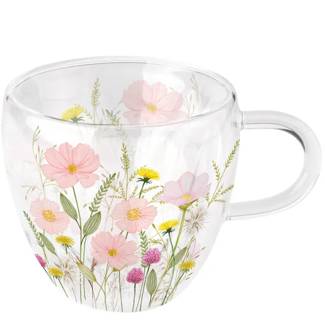 Ambiente -Doppelwandiges Glas 0,2 Pastel Blumen