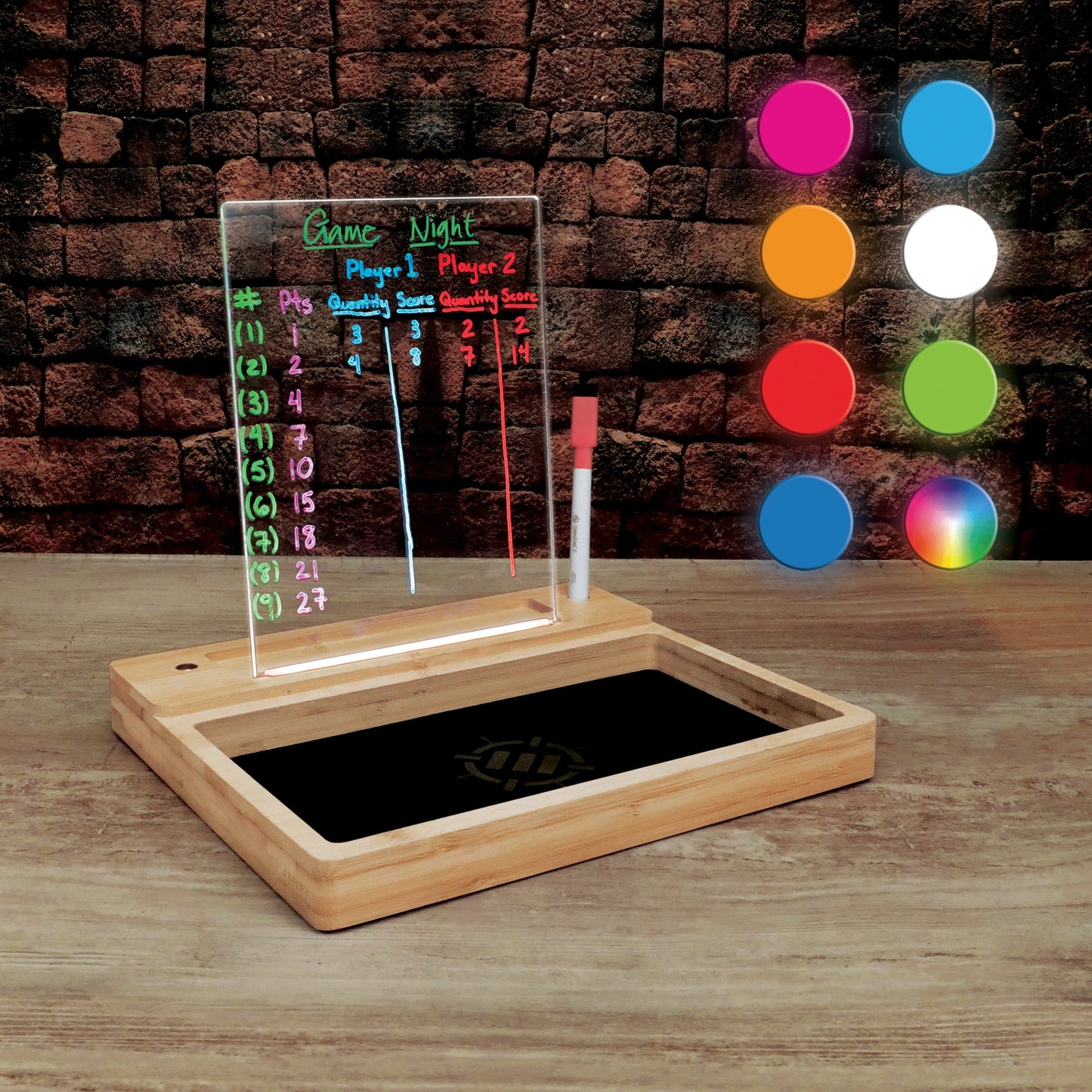 Enhance Gaming - LED Writing Board & Dice Tray