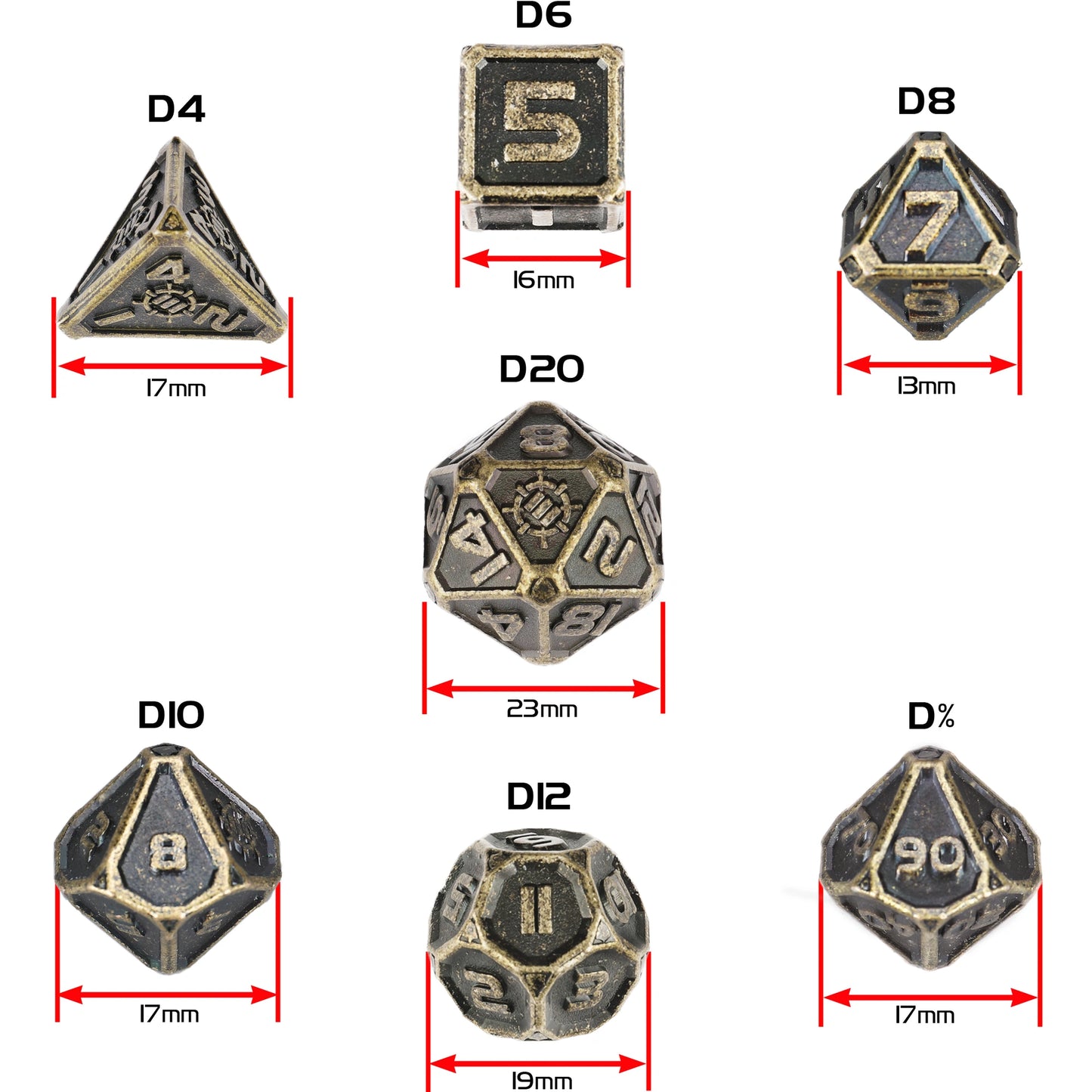 Enhance Gaming -  RPG Metal Dice Set (7-teilig)