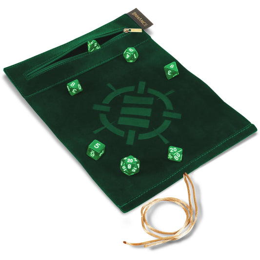Enhance Gaming - Roll On A Scroll - Dice Case & 7-teiliges Acryl-Würfelset - Grün