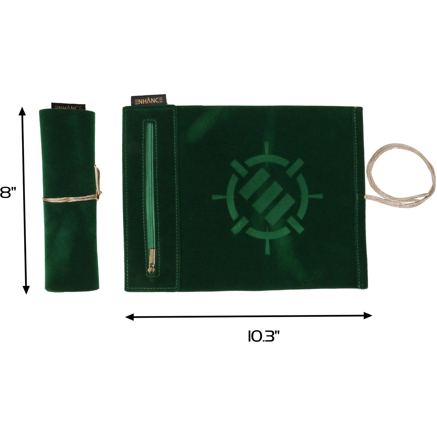 Enhance Gaming - Roll On A Scroll - Dice Case & 7-teiliges Acryl-Würfelset - Grün