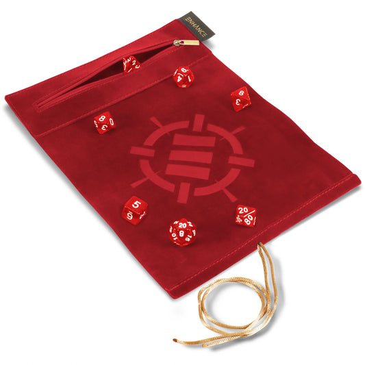 Enhance Gaming - Roll On A Scroll - Dice Case & 7-teiliges Acryl-Würfelset - Rot