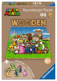 Ravensburger- Super Mario und seine Welt - Holzpuzzle 44 Teile - Plus Spielfiguren