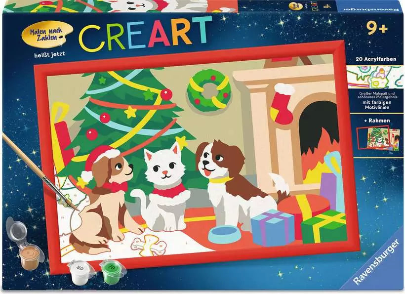 Ravensburger - CREART - Malen nach Zahlen - Pfoten Weihnachten