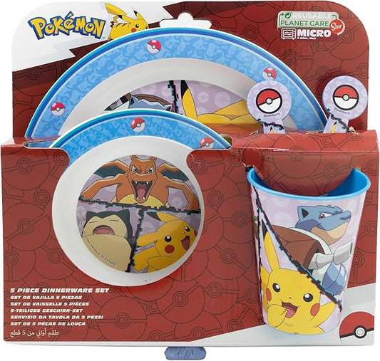 Pokemon 5 -Teiliges  Geschirr- Set - Frühstücks Set