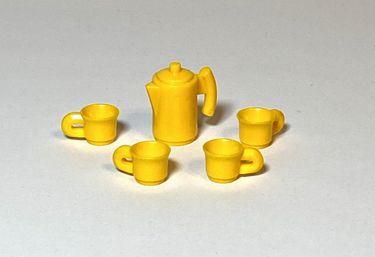 Playmobil Kaffeekanne mit 4x Tassen gelb - Küche Zubehör
