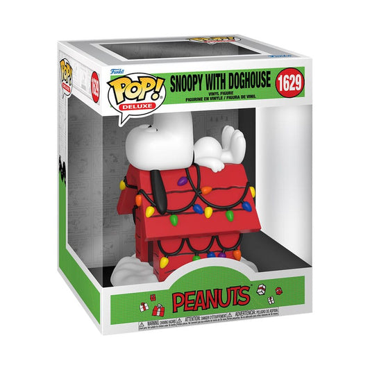 Funko POP! - Die Peanuts - Fröhliche Weihnachten POP! Deluxe Vinyl Figur Snoopy & Doghouse 9 cm