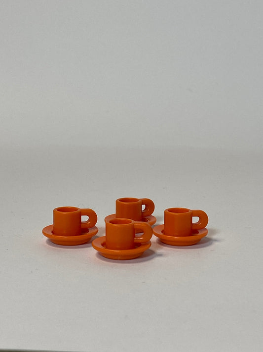 Playmobil 4x Teller & Tasse - orange - Nostalgie - 8318